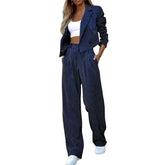 Aria – Ensemble Tailleur Deux Pièces Avec Blazer Et Pantalon Large