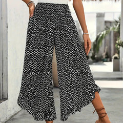 Pantalon Femme Fluide Taille Haute Jambes Larges Coupe Élégante Décontractée