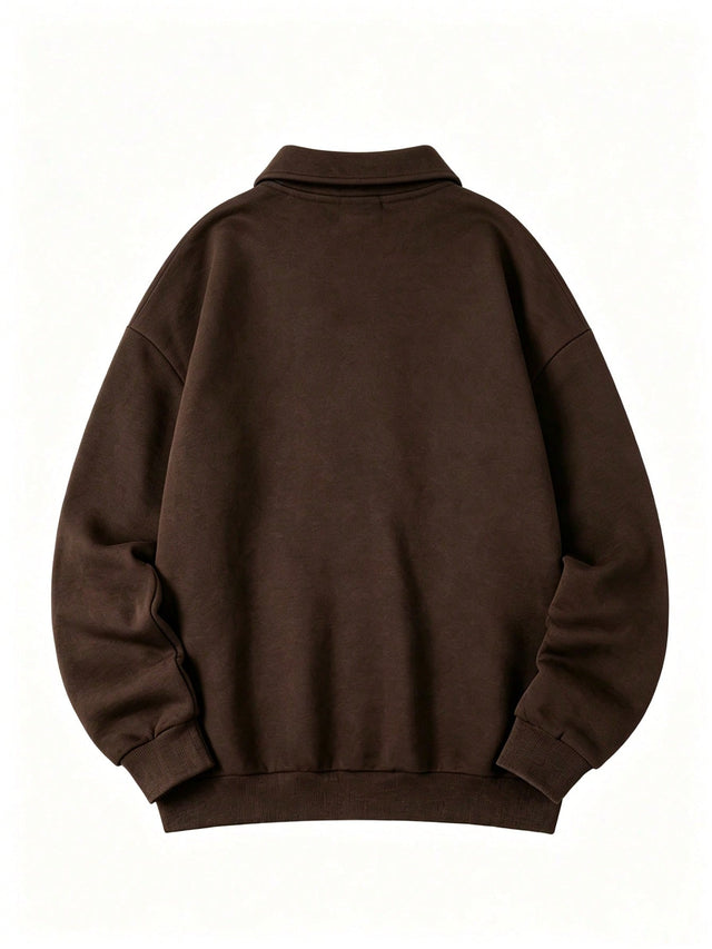 Women'S Brown Half Zip Sweatshirt, Oversized Pullover Long Sleeve Casual Top, Fall Outfit for Women, Winter Clothes for Women, Cozy Streetwear