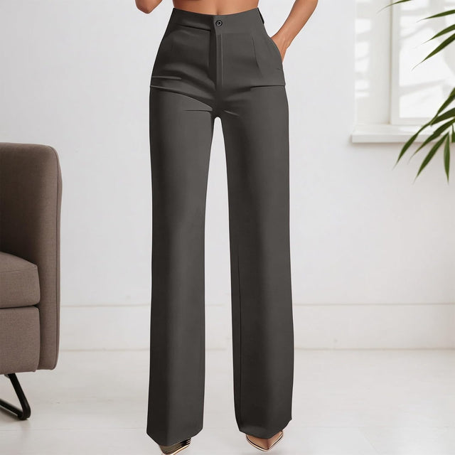 Pantalon De Travail Femme Fluide Chic Et Elegant Taille Haute Pantalon À Jambes Large Décontracté Couleur Unie Pantalons De Loisirs Affaires Pants Respirant Pour Le Travail Et Le Bureau