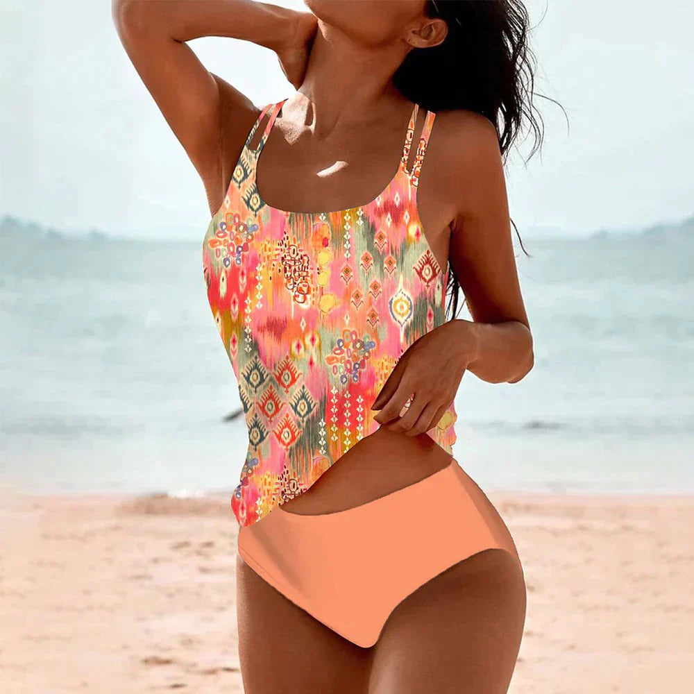 Tankini Femme Avec Bretelles Réglables + Bas Assorti