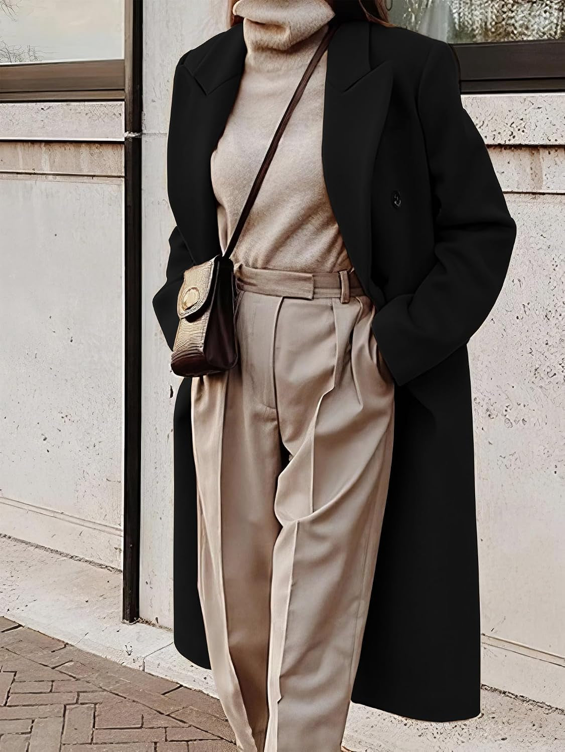 Trench Long À Double Boutonnage Pour Femme Automne Hiver