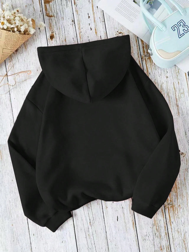INAWLY Solid Kangaroo Pocket Drawstring Thermal Lined Hoodie,Long Sleeve Tops