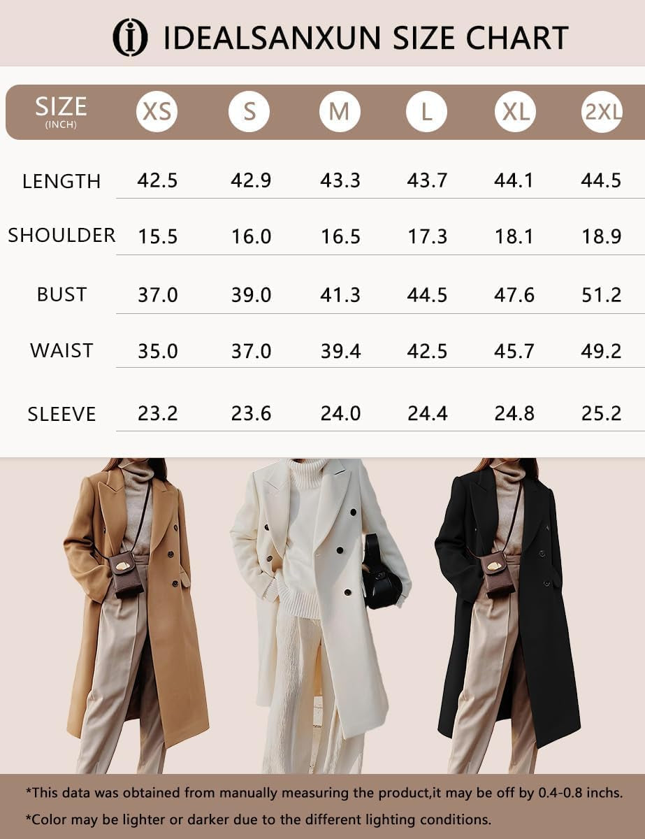 Trench Long À Double Boutonnage Pour Femme Automne Hiver
