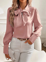 Satinchic - Blouse Satin Avec Col Nœud - Mode Féminine