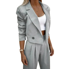 Aria – Ensemble Tailleur Deux Pièces Avec Blazer Et Pantalon Large