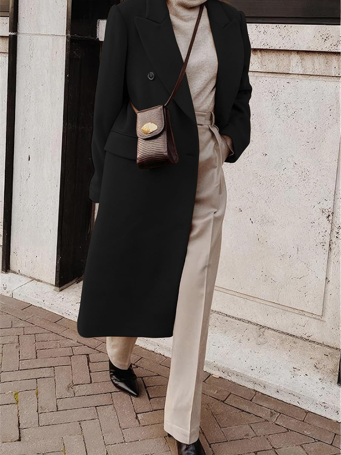 Trench Long À Double Boutonnage Pour Femme Automne Hiver
