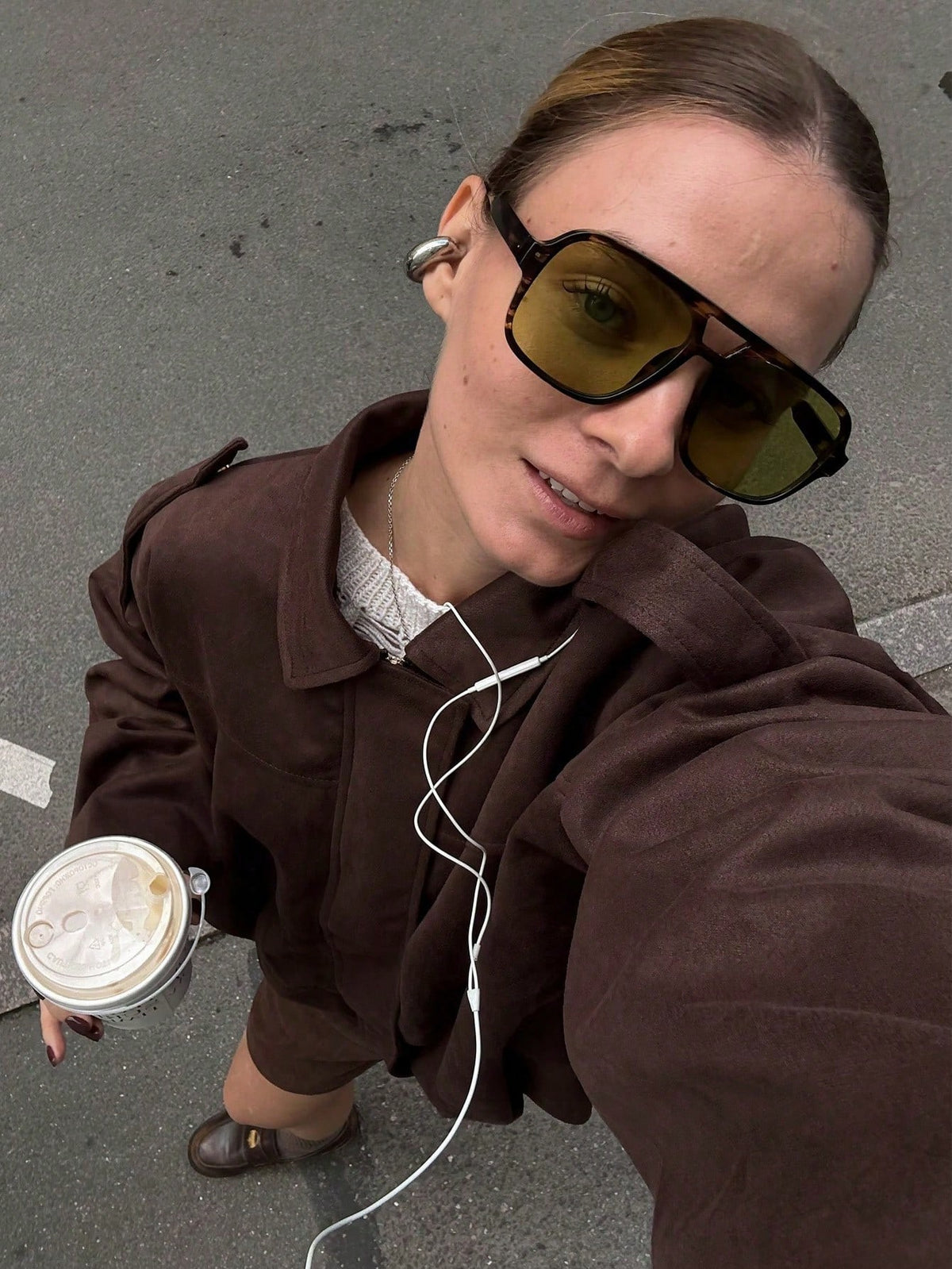 HLPHA Women'S Elegant Solid Color Faux Suede Aviator Jacket, Lightweight Basic Casual Autumn School & Commute Outerwear