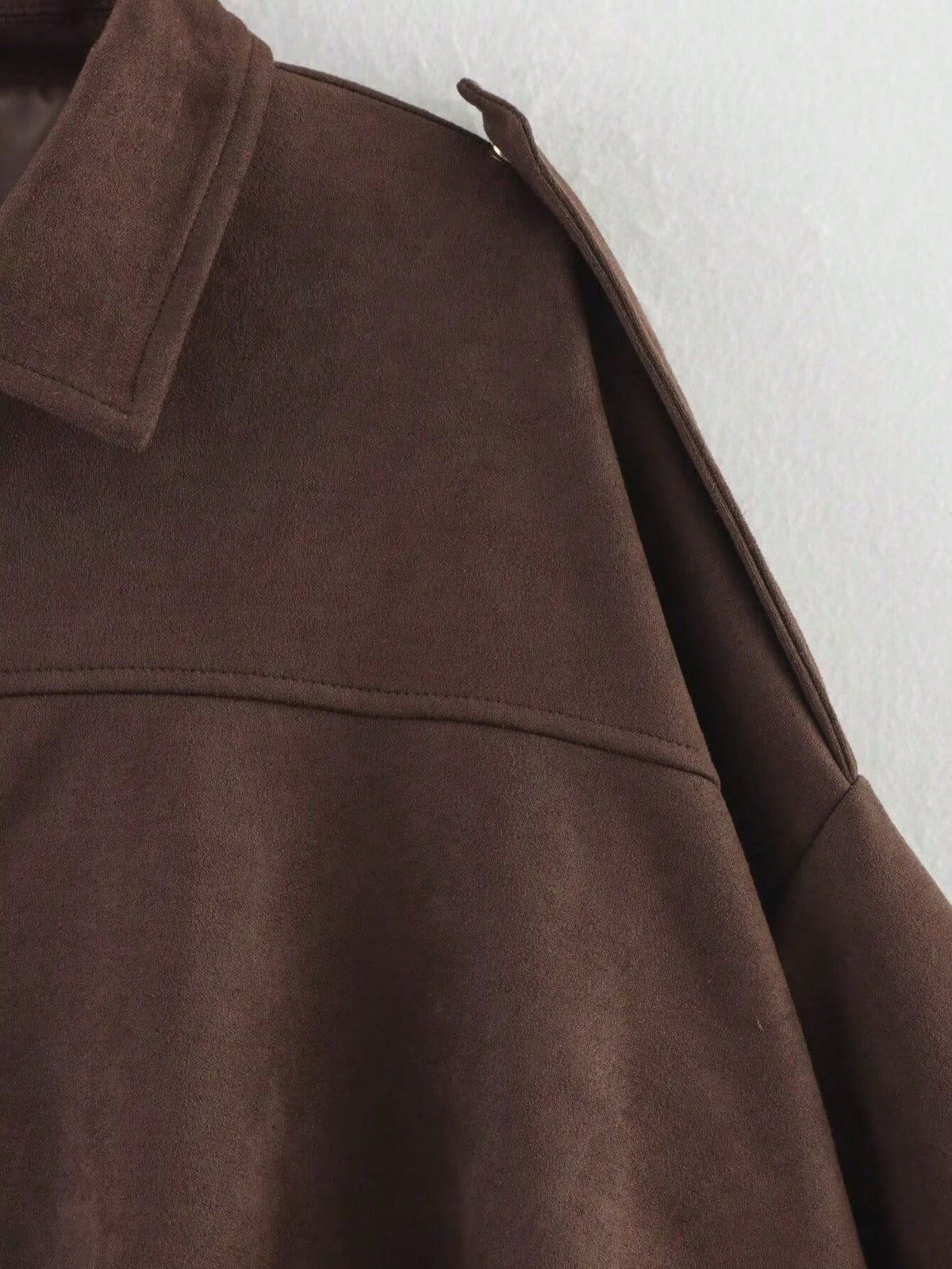 HLPHA Women'S Elegant Solid Color Faux Suede Aviator Jacket, Lightweight Basic Casual Autumn School & Commute Outerwear