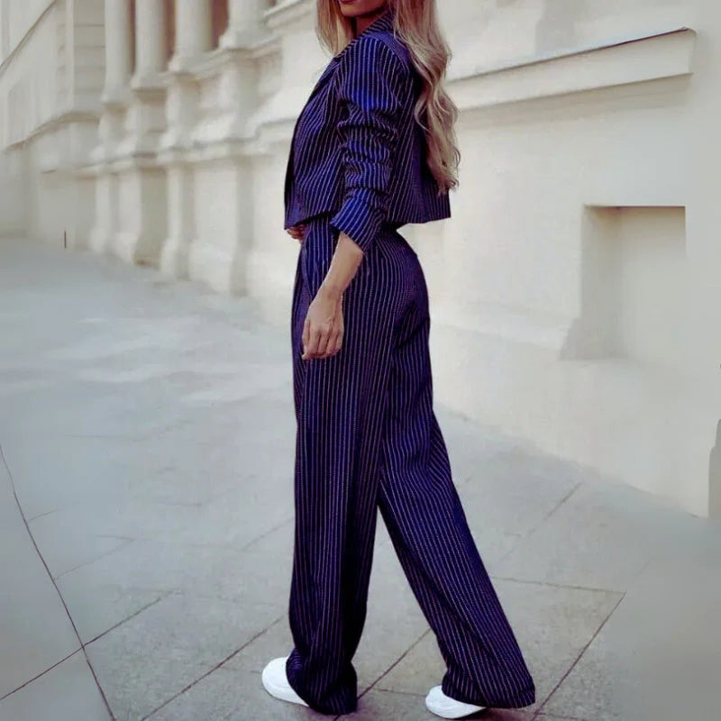 Aria – Ensemble Tailleur Deux Pièces Avec Blazer Et Pantalon Large
