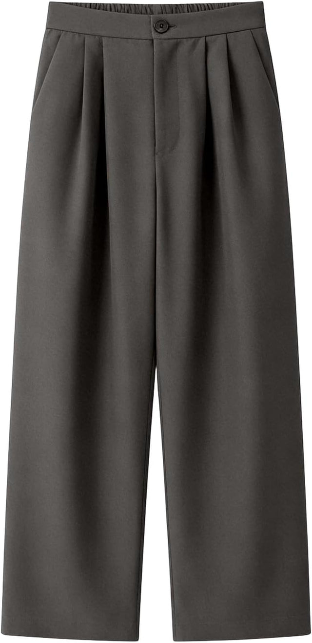 Pantalon De Travail Femme Fluide Chic Et Elegant Taille Haute Pantalon À Jambes Large Décontracté Couleur Unie Pantalons De Loisirs Affaires Pants Respirant Pour Le Travail Et Le Bureau