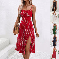 Robe Midi À Pois Avec Fente Femme