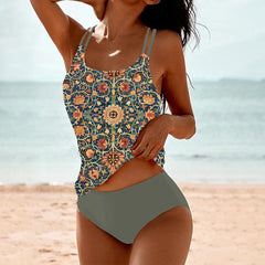 Tankini Femme Avec Bretelles Réglables + Bas Assorti