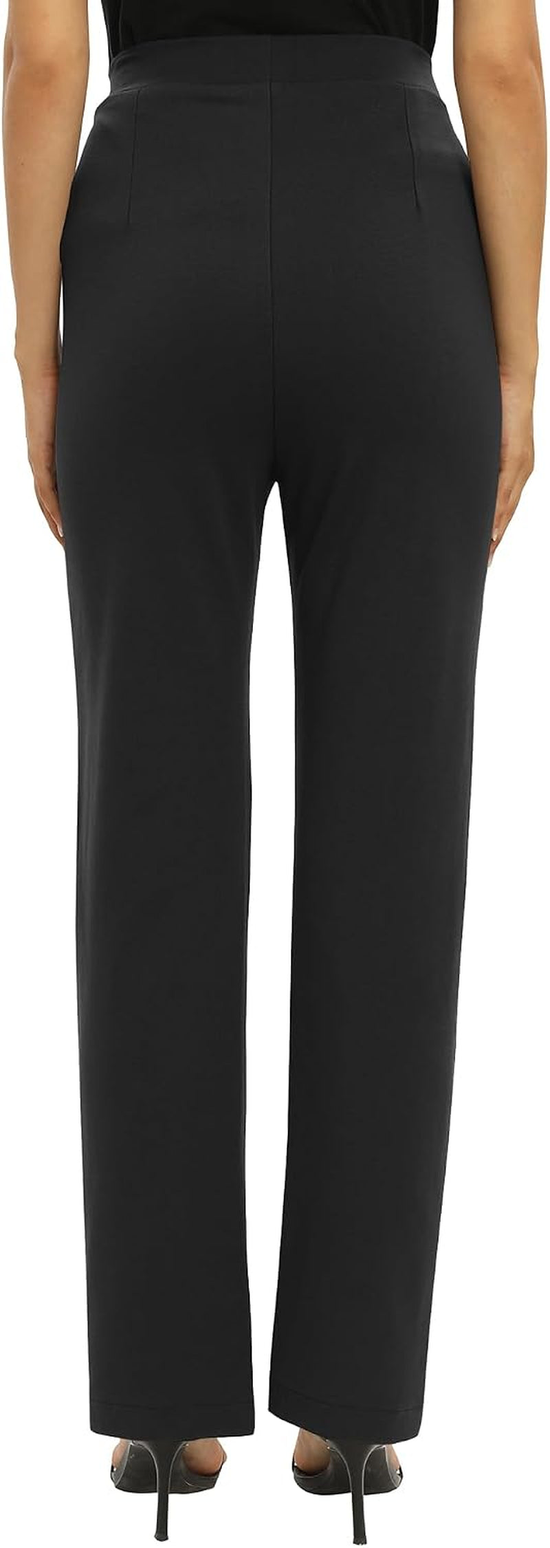 Femmes Bureaux Casual Jambes Droites Élastique Travail Pantalons Taille Haute Pantalons Avec Poches